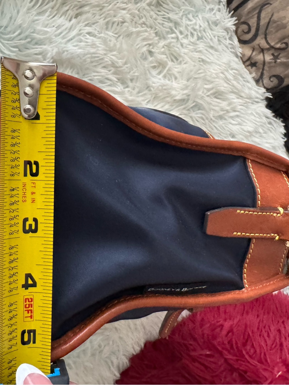 Dooney & Bourke Navy and Brown Leather Satchel with Shoulder Strap - Picture 10 of 10